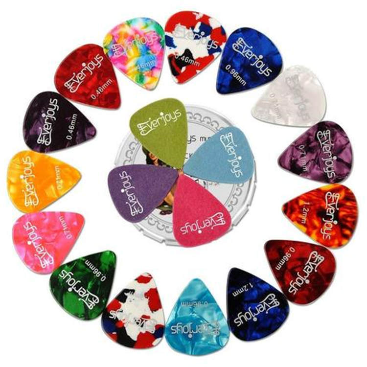 Guitar Picks - 20Pack Целлулоидные и фетровые медиаторы для бас-гитары Гавайская гитара Включает в себя тонкие, средние, тяжелые и сверхтяжелые датчики с кожанным держателем для кирок и жестяной короб