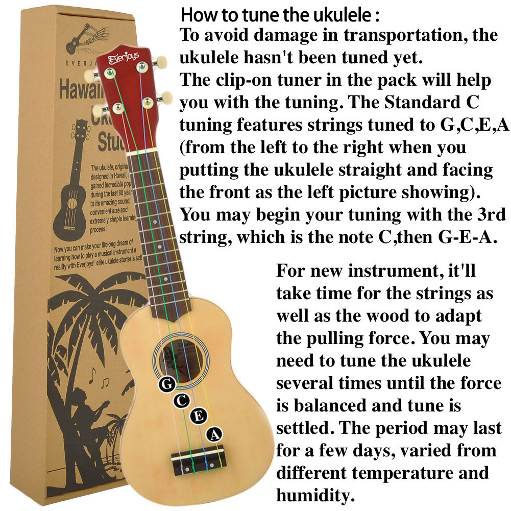 Сопрано Ukulele Beginner Pack-21 дюймов с Gig Bag песенник цифровой тюнер