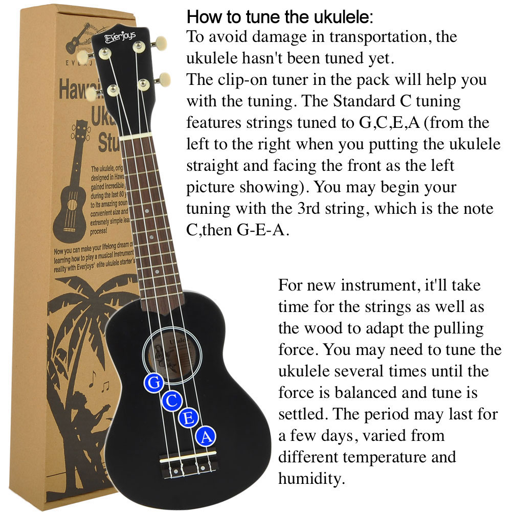 Сопрано Ukulele Beginner Pack-21 дюймов с Gig Bag песенник цифровой тюнер