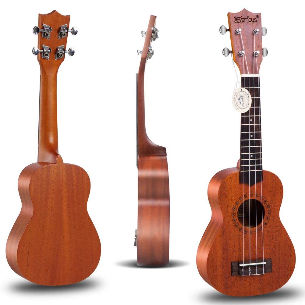 Комплект Ukulele из красного дерева сопрано - Профессиональный 21-дюймовый с чехлом-ремешком для ремешка Aquila Strings EVUKP02