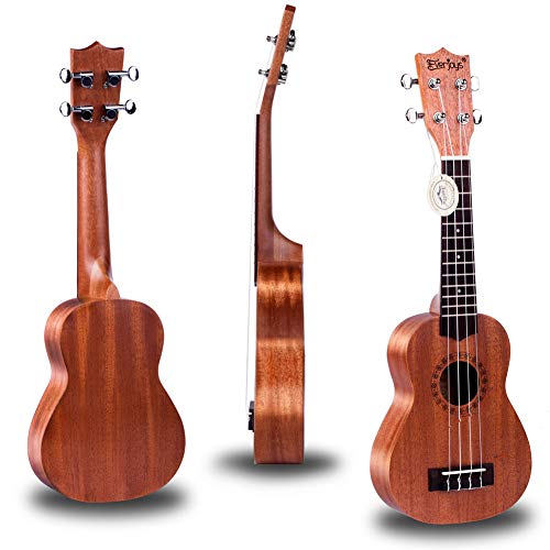 Комплект Ukulele из красного дерева сопрано - профессиональный 21-дюймовый с чехлом-ремешком для ремешка Aquila Strings EVUKP